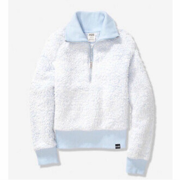 victoria’s secret PINK blue sherpa half-zip - Picture 3 of 4